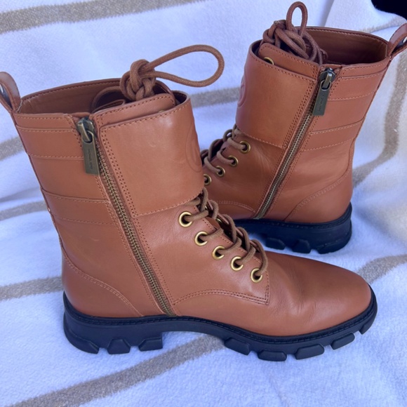 Michael Kors Brown Leather Lace Up Ankle Boots / Booties with Zipper Size 8.5 - Picture 4 of 7
